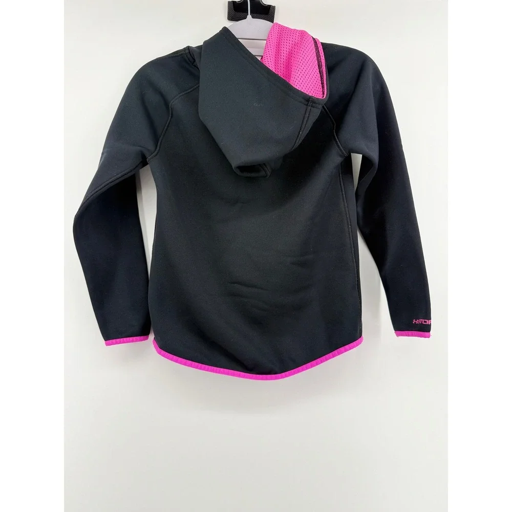 Under Armour ColdGear Hoodie Youth Small Polyester Black Pink Logo Gorpcore